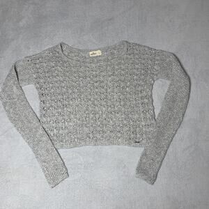 Hollister Boatneck Sparkle Knit Open Weave Cropped Sweater - Size Small